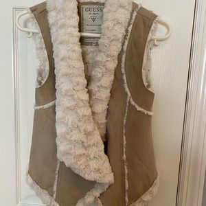 Guess suede and sherpa vest